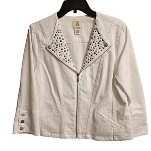 Ruby Rd. Woman's Studded White Jean jacket Blazer size 10